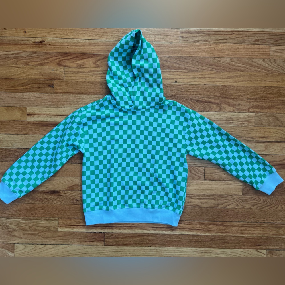 Crewcuts Green and White Checkered Kids Hoodie